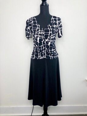 En Focus Studio Black & White Abstract Patterned Dress